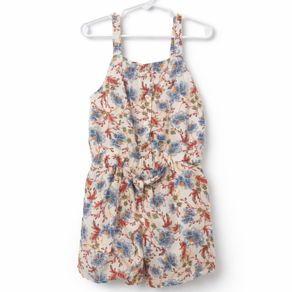 Old Navy Girls Floral Sleeveless Romper Linen Blend Size Medium (8)